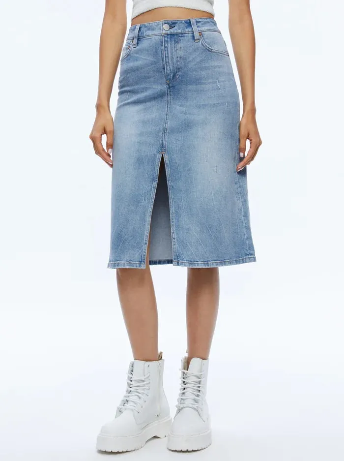 Alice + Olivia - Rye Midi Denim Skirt - Lightning Blue