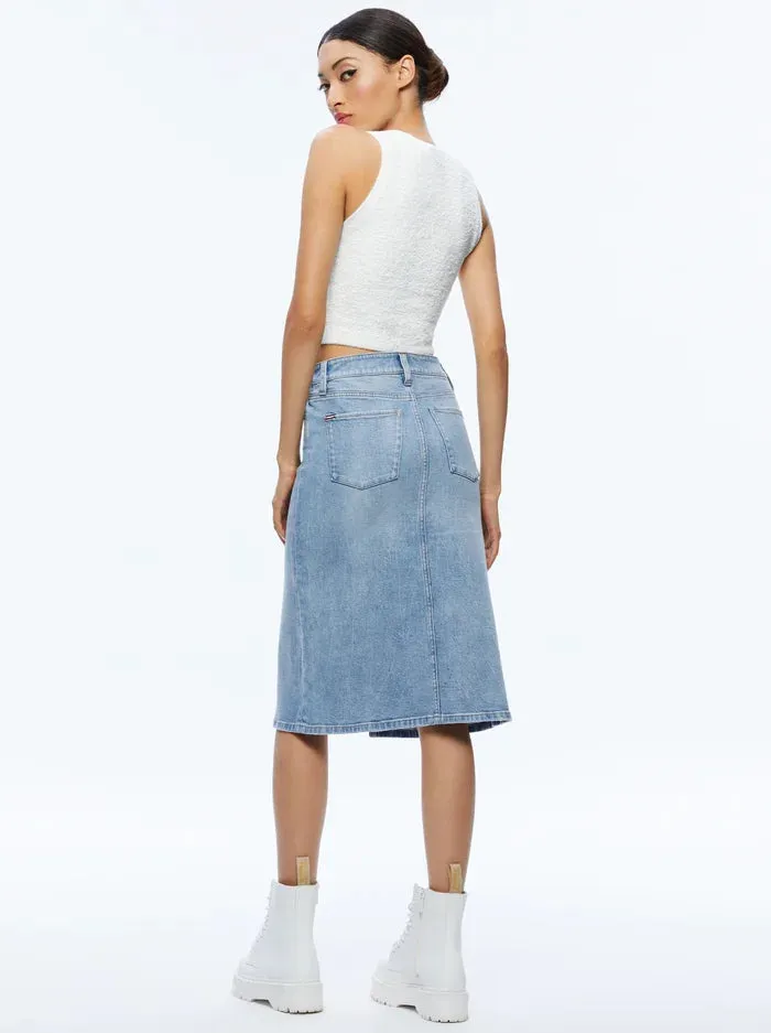 Alice + Olivia - Rye Midi Denim Skirt - Lightning Blue