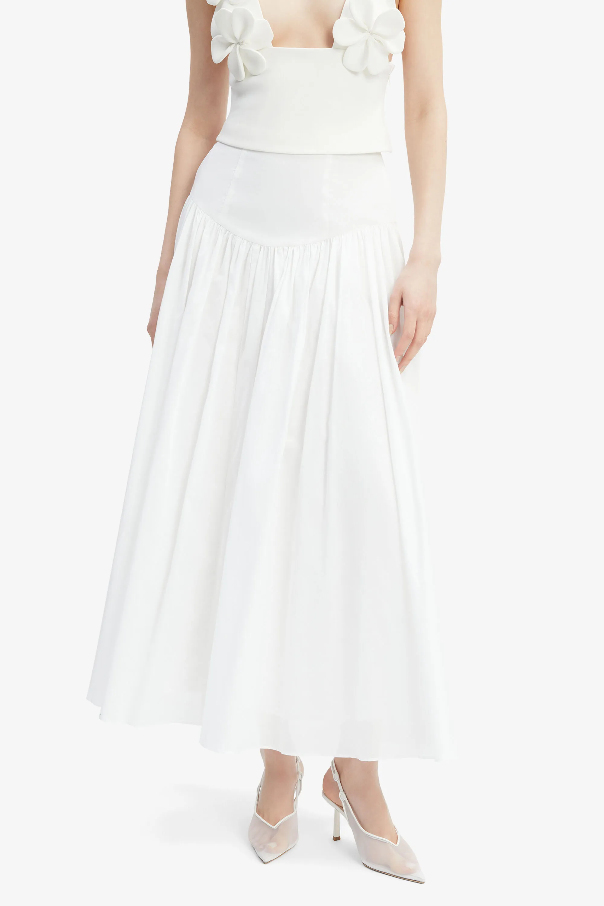 amorette maxi cotton skirt in orchid white