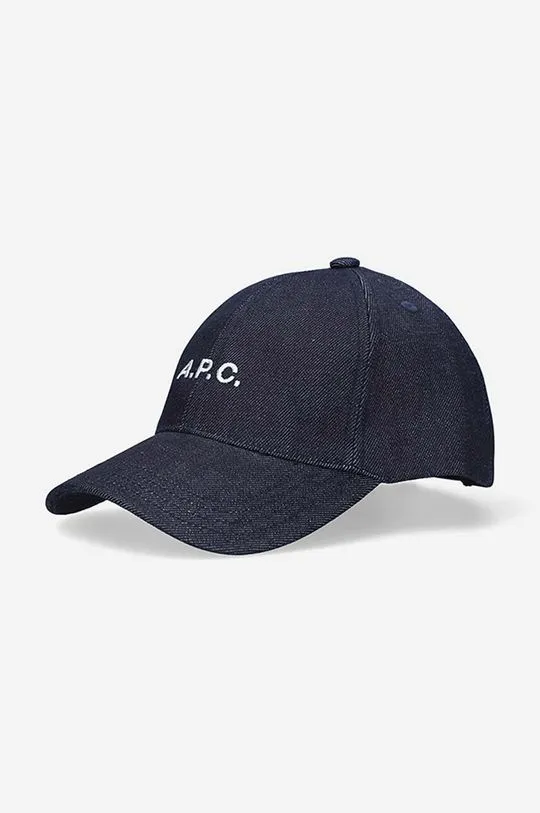 A.P.C. baseball cap Casquette Charlie navy blue color