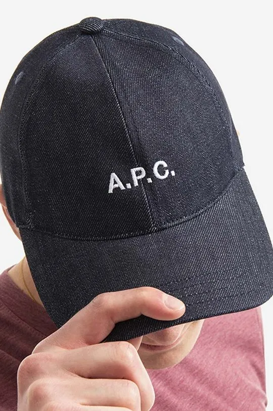 A.P.C. baseball cap Casquette Charlie navy blue color