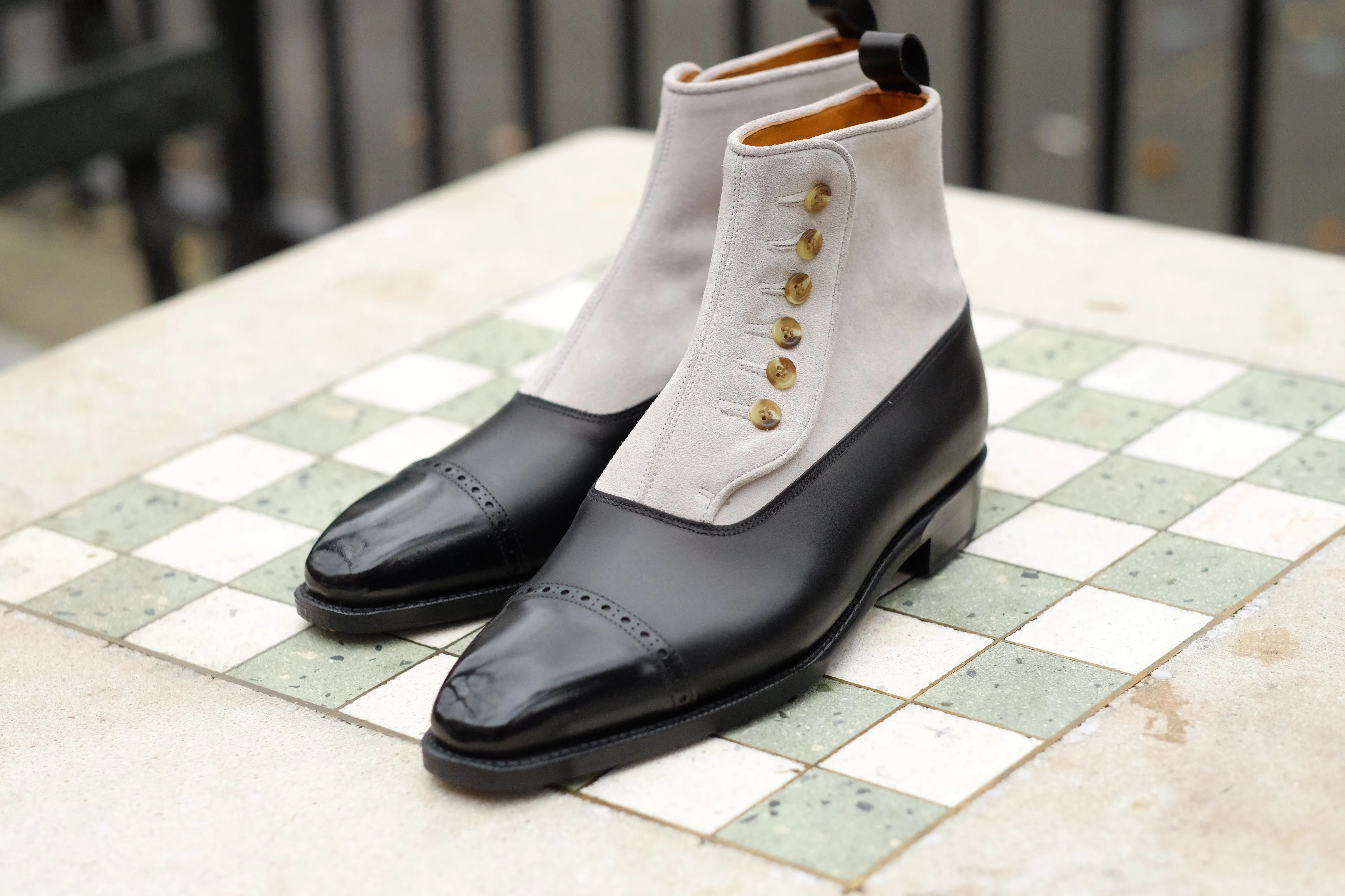 Ascot - MTO - Black Calf / Pearl Grey Suede - MGF Last - Single Leather Sole