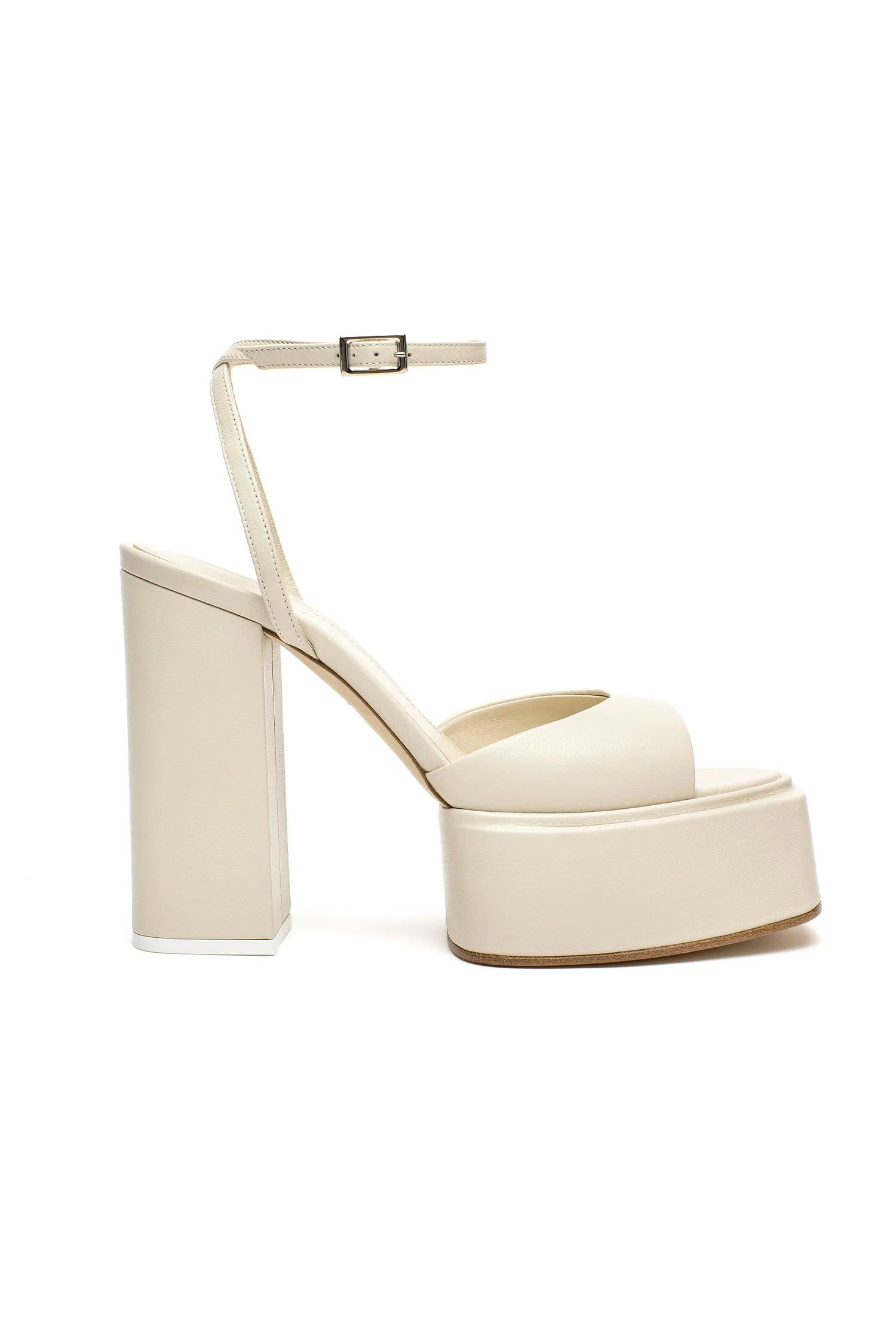 Beth Leather Platform Heels in Pulp Milk