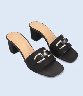 BW7301-BLACK-Women Formal Slipper Heels