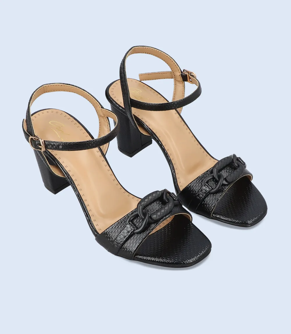 BW9536-BLACK-Women Casual Sandal Heels