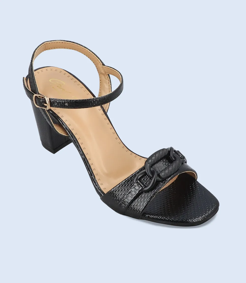 BW9536-BLACK-Women Casual Sandal Heels