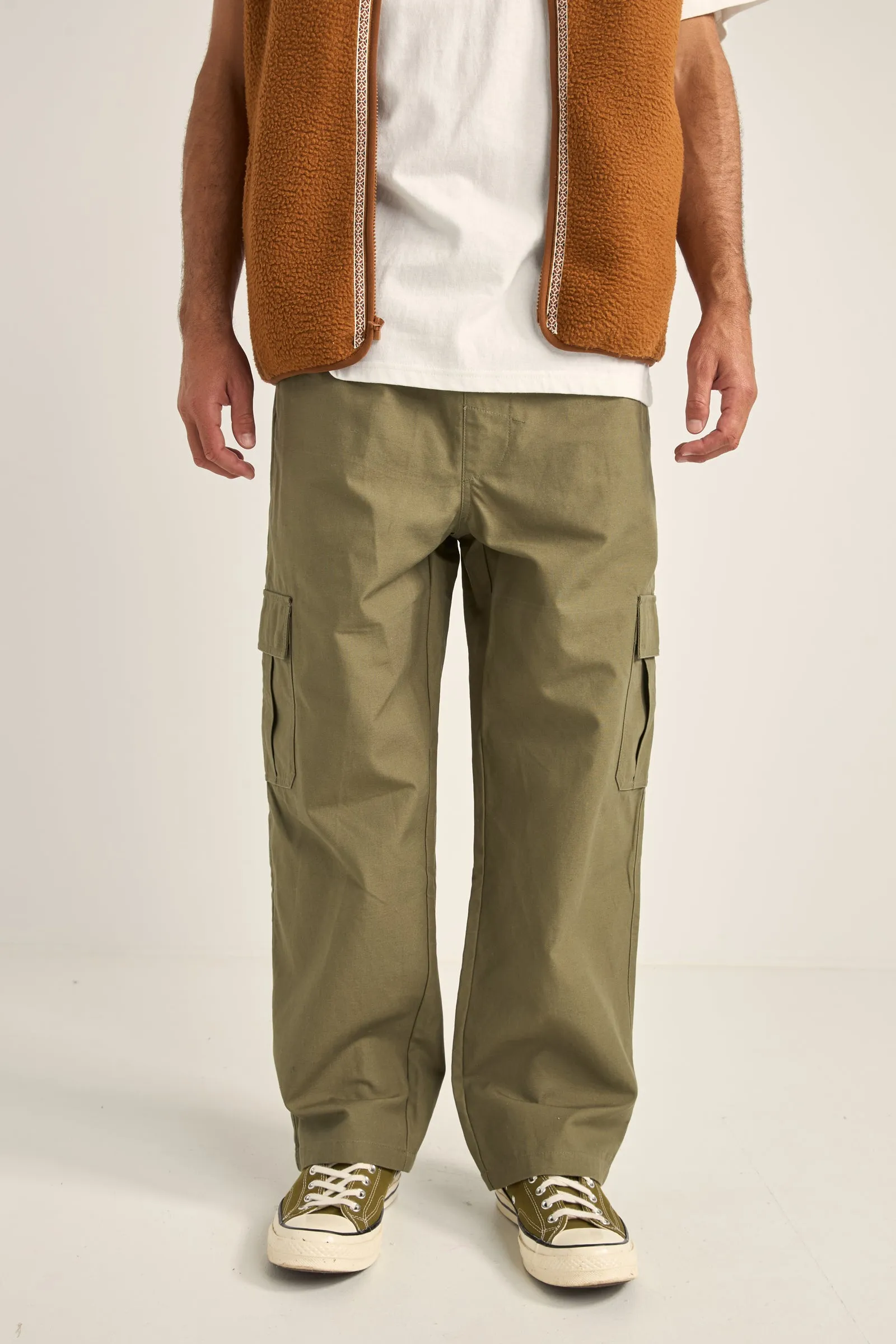 Cargo Elastic Waist Pant Green