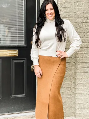 Core Ribbed Wrap Midi Skirt