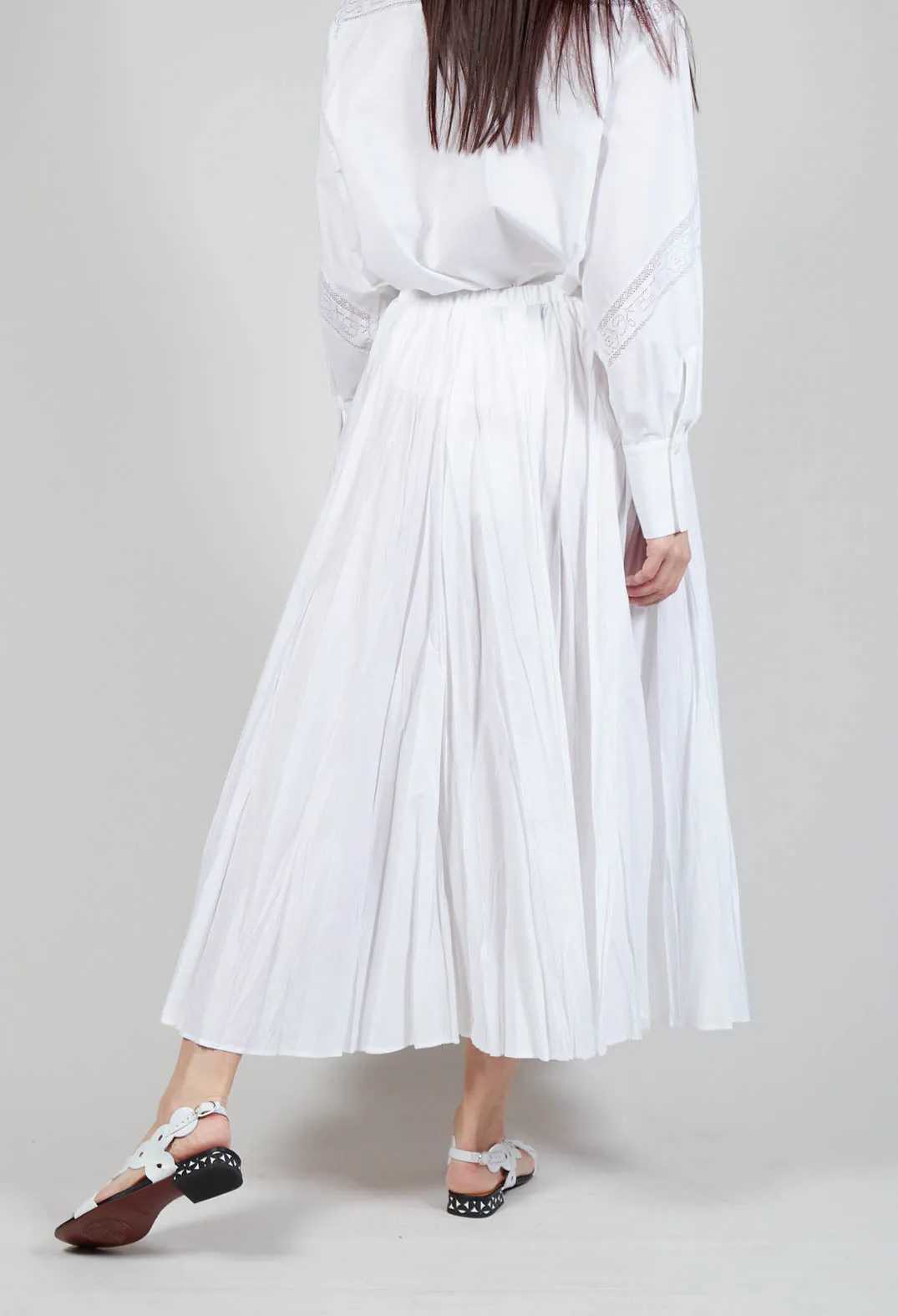 Creased Poplin Skirt in White