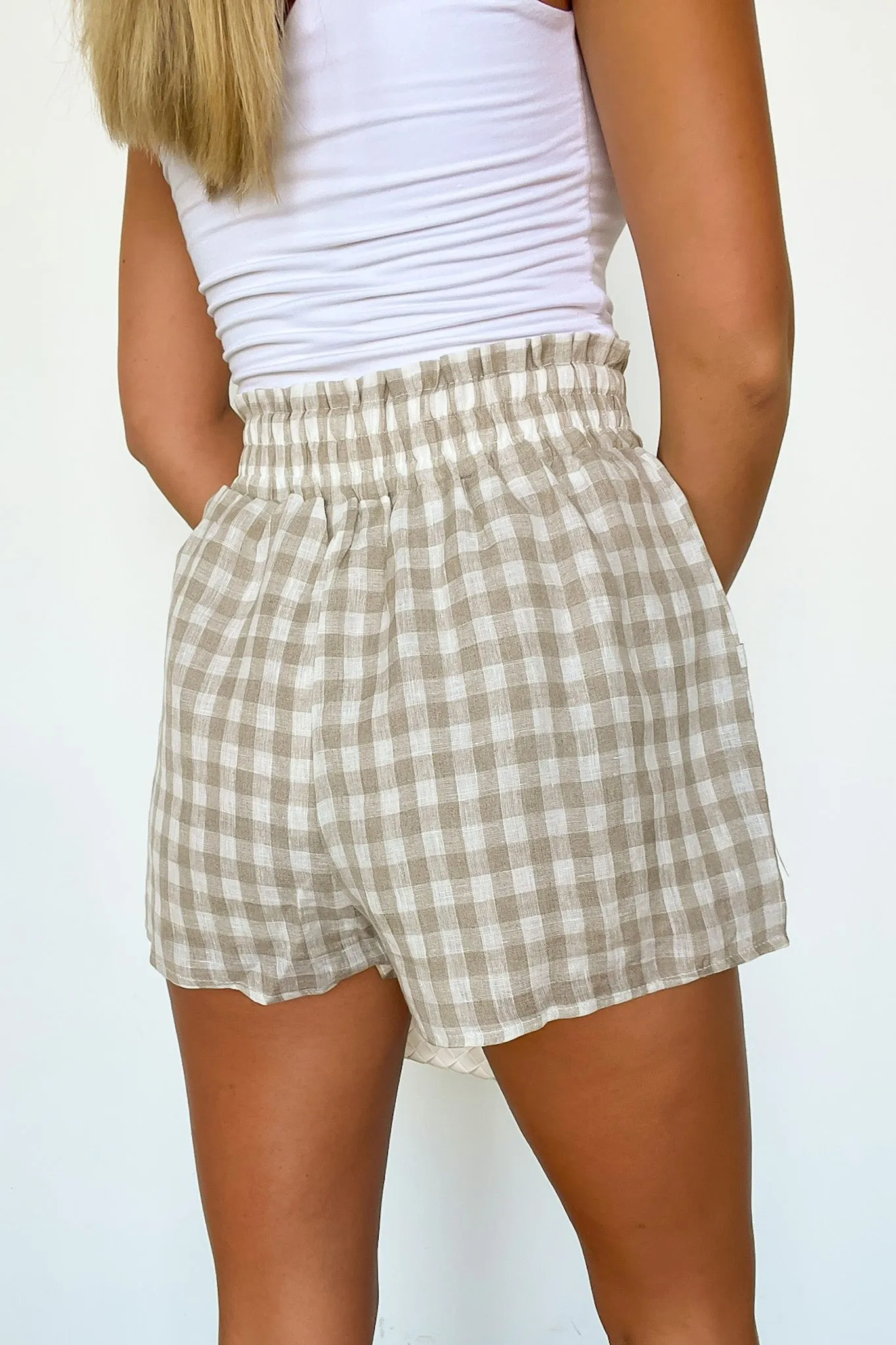 Cutest Direction Plaid Elastic Waist Shorts