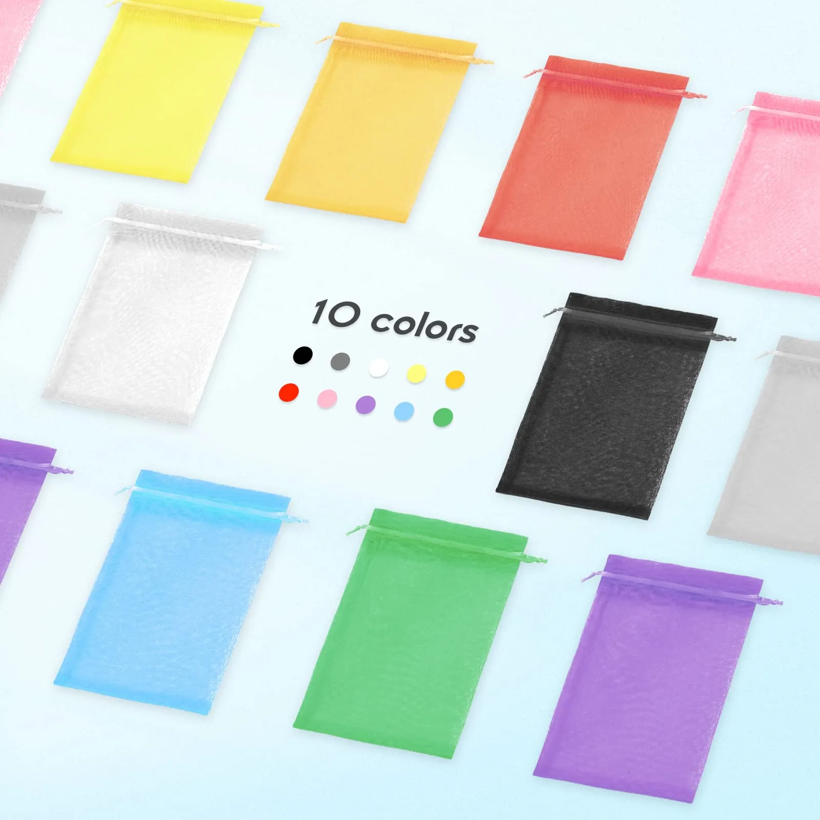 DoGeek 60 PCS Mix Organza Gift Bags 5''x7'' Jewelry Pouches Wedding Favour Bag with Drawstring (5 x 7in, Mix Colorful)