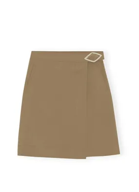 Drapey Twill Wrap Mini Skirt F7178