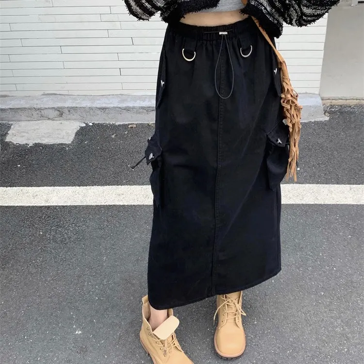 Elastic Cargo Midi Skirt