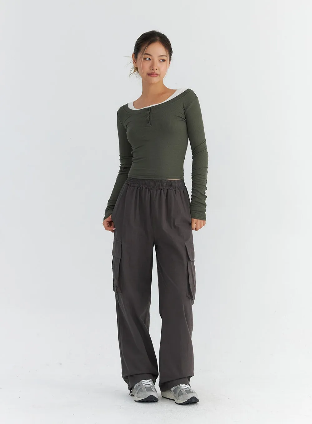 Elastic Waist Cargo Pants CO313