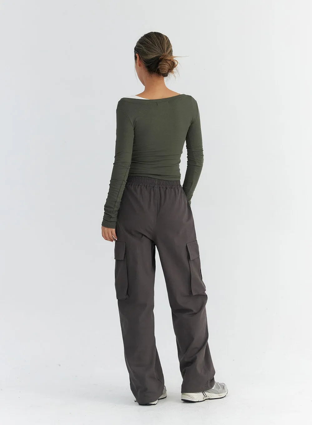 Elastic Waist Cargo Pants CO313