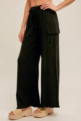 Elastic Waist Drawstring Cargo Pants