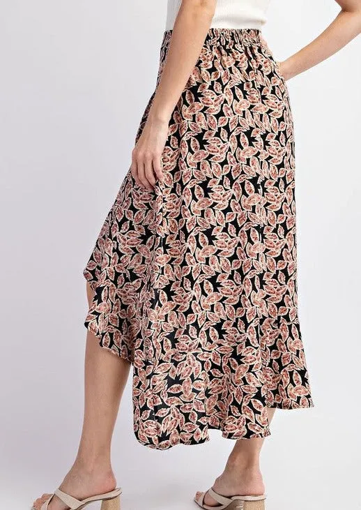 FINAL SALE - Black Floral Skirt