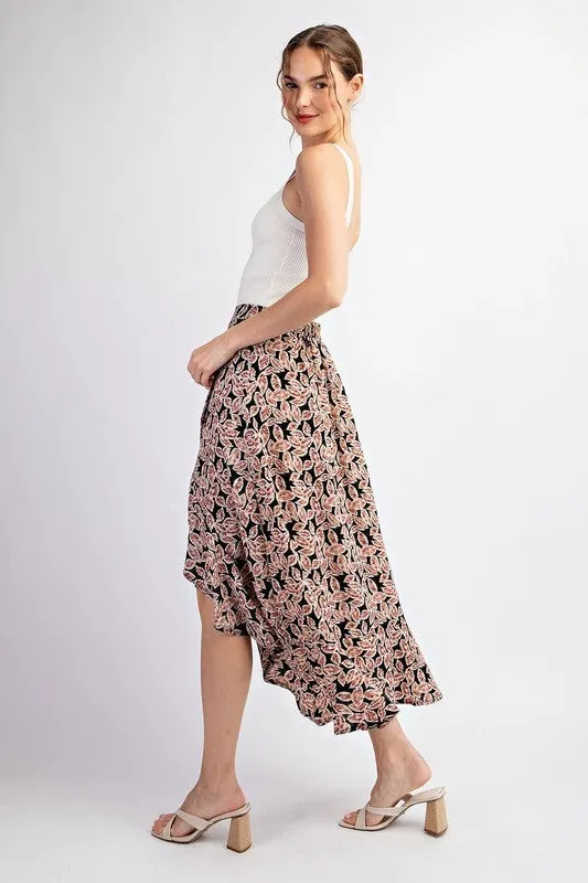 FINAL SALE - Black Floral Skirt