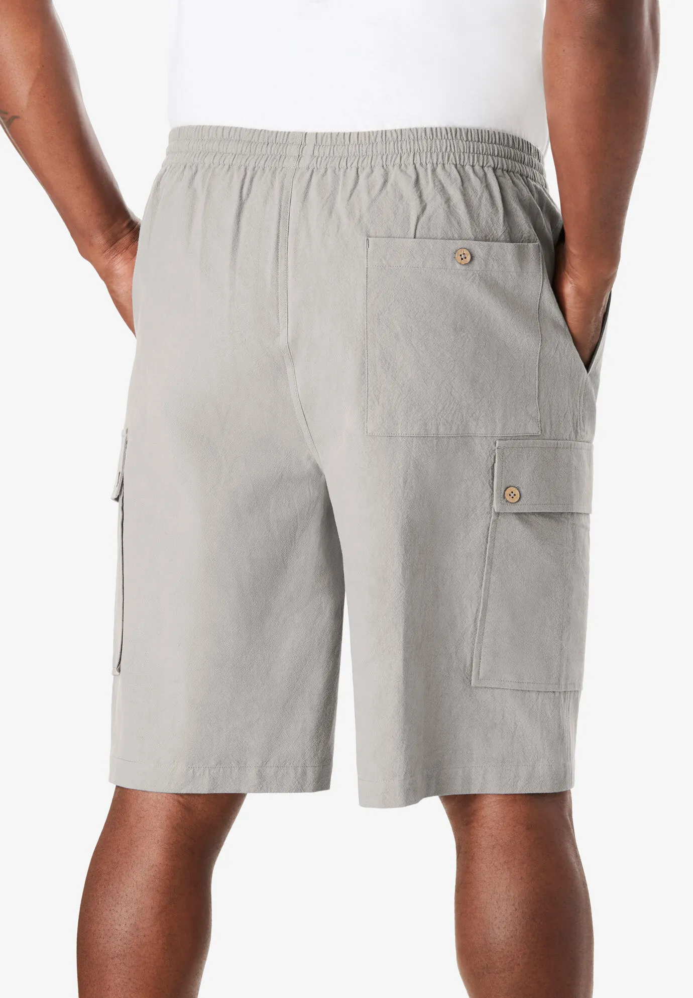 Full Elastic Waist Gauze Cargo Shorts