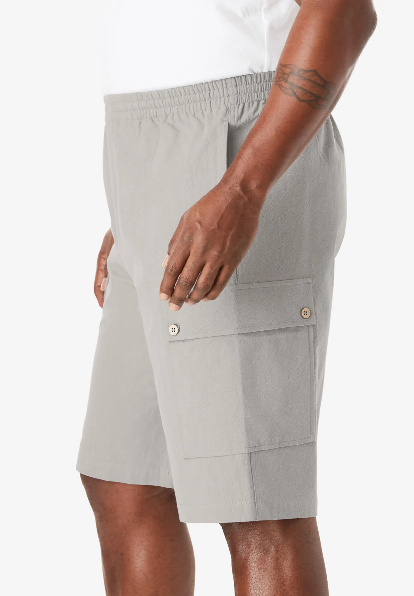 Full Elastic Waist Gauze Cargo Shorts