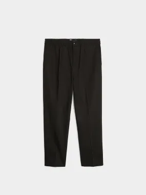 Gabardine Elastic Waist Trouser, Black