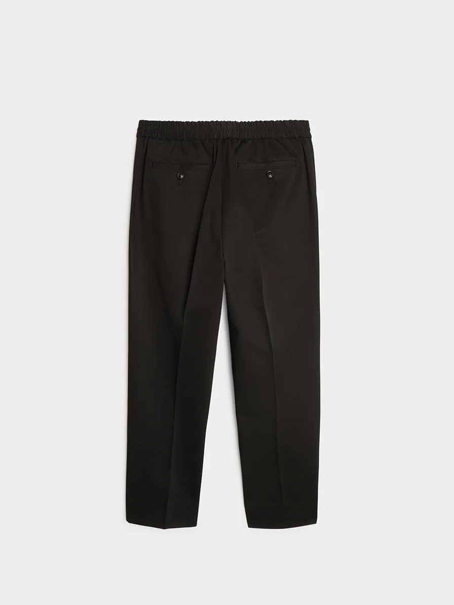 Gabardine Elastic Waist Trouser, Black