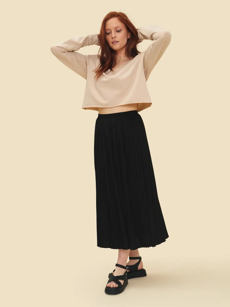 Hazel Black Pleated Skirt