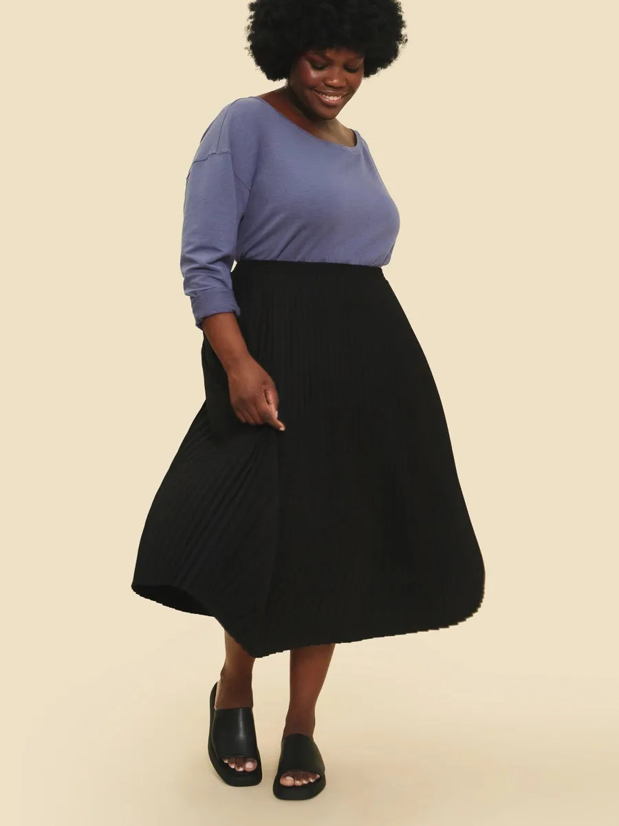 Hazel Black Pleated Skirt