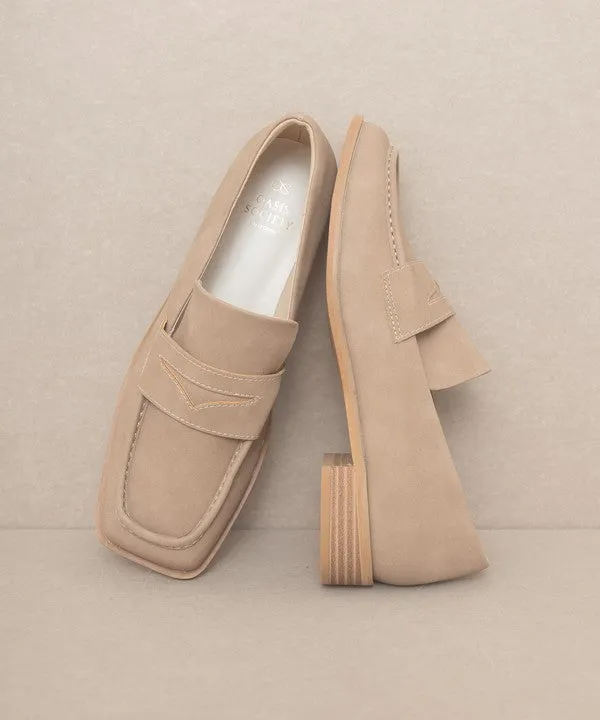 June Square Toe Penny Loafers