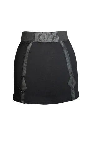 Leather Garter laser engraved bodycon mini skirt