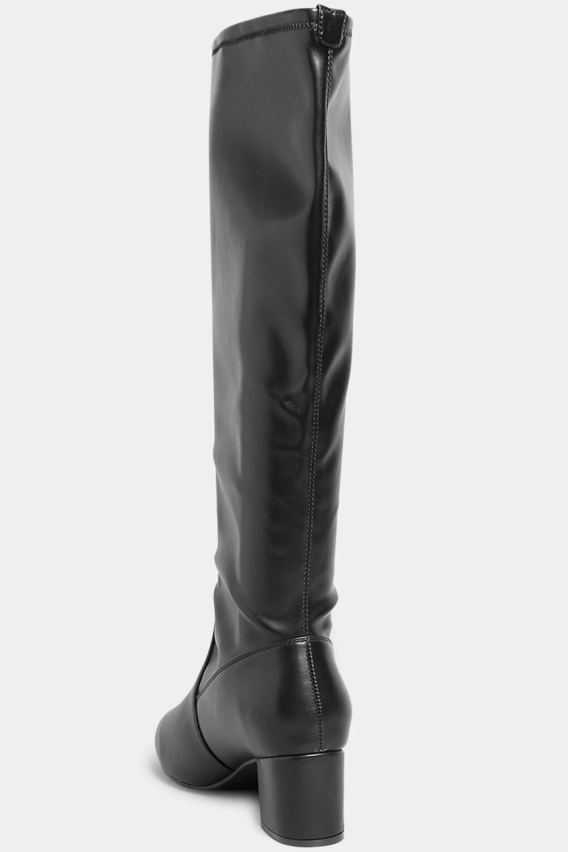 LIMITED COLLECTION Black Stretch Heeled Knee High Boots In Wide E Fit & Extra Wide EEE Fit