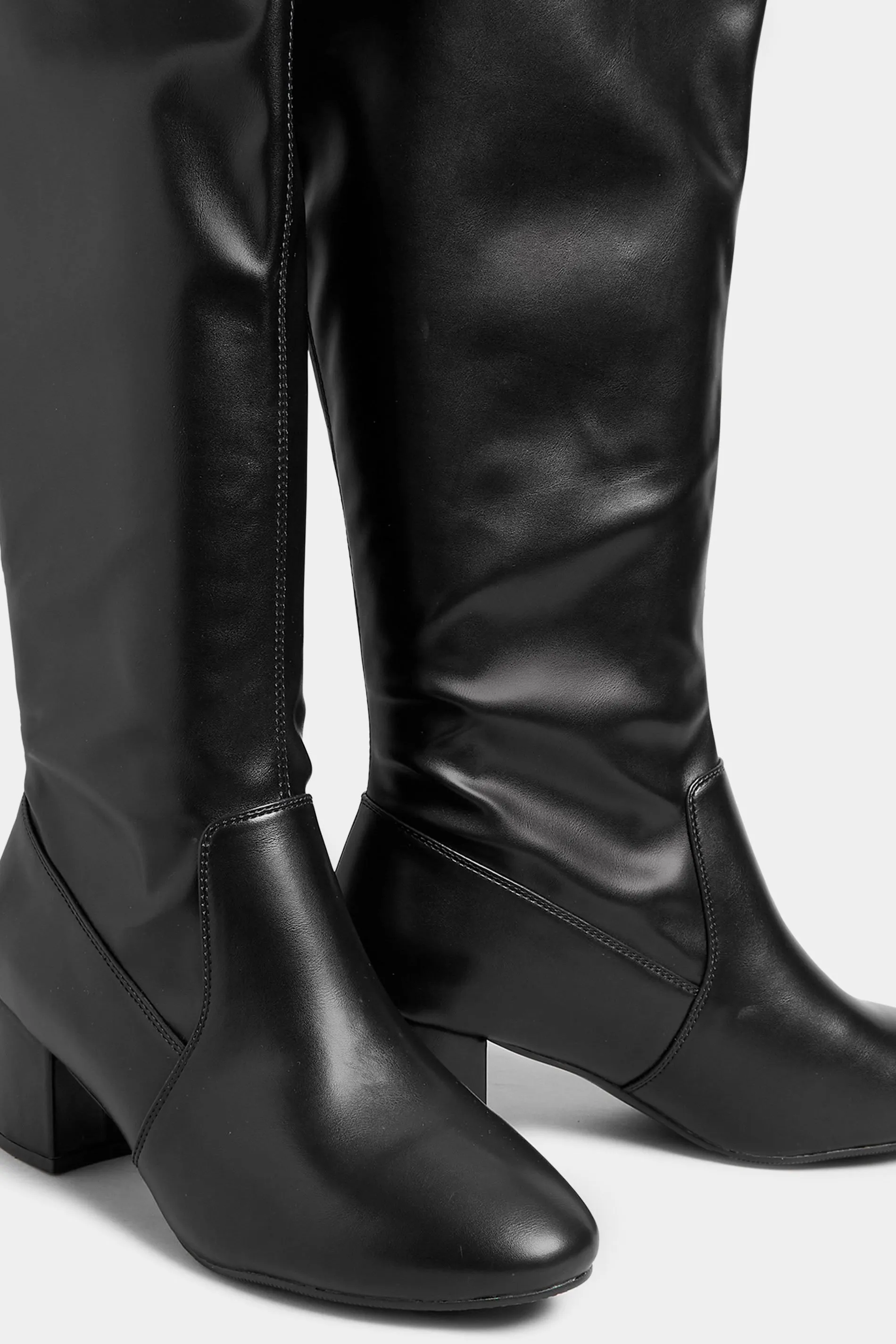 LIMITED COLLECTION Black Stretch Heeled Knee High Boots In Wide E Fit & Extra Wide EEE Fit