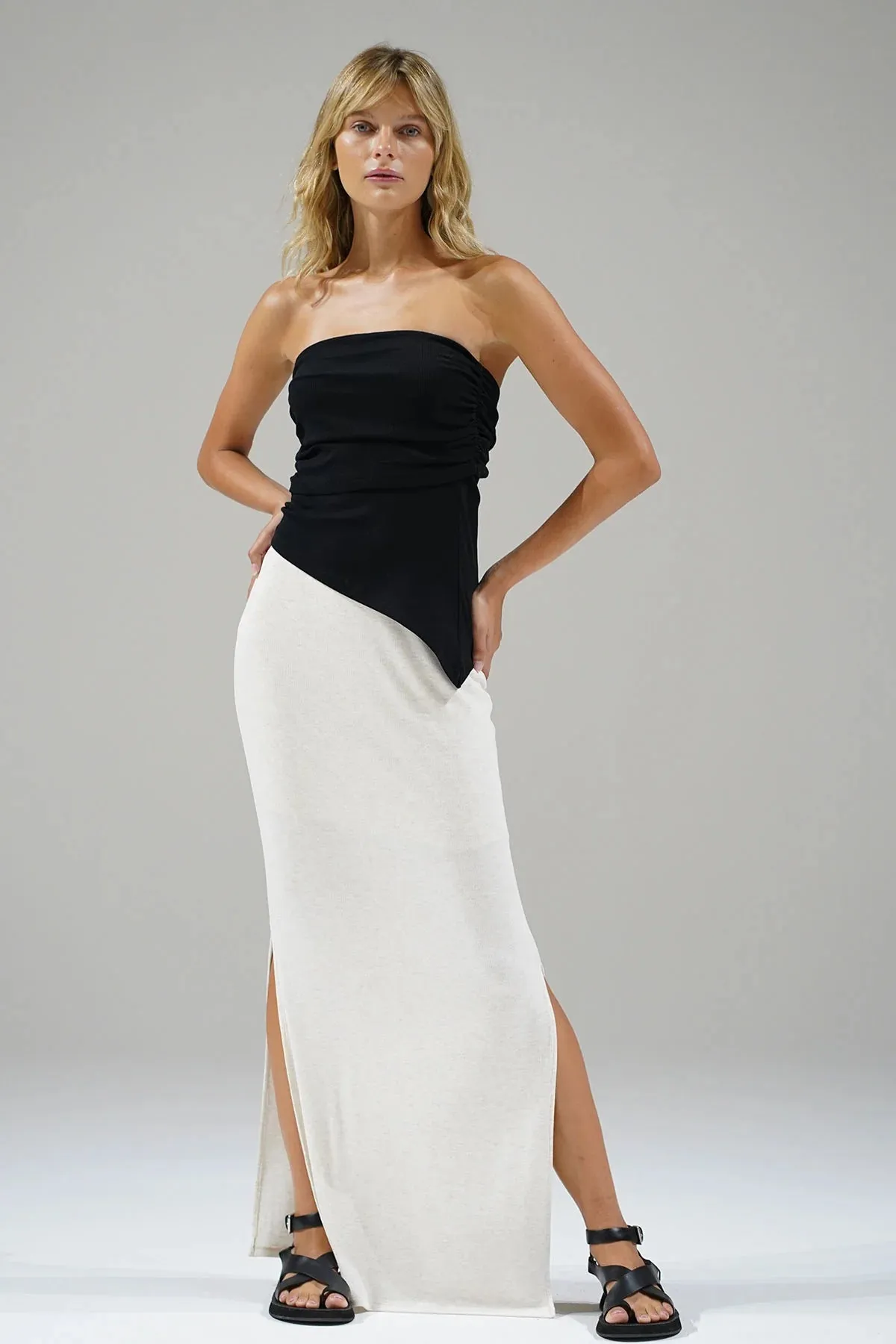 LNA - Steph Ribbed Skirt - Heather White