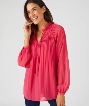 Long Sleeved Pleated Blouse