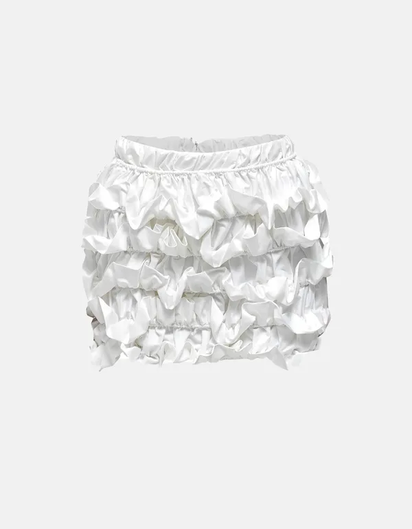 Maet Zaida Ruffled Mini Skirt - White