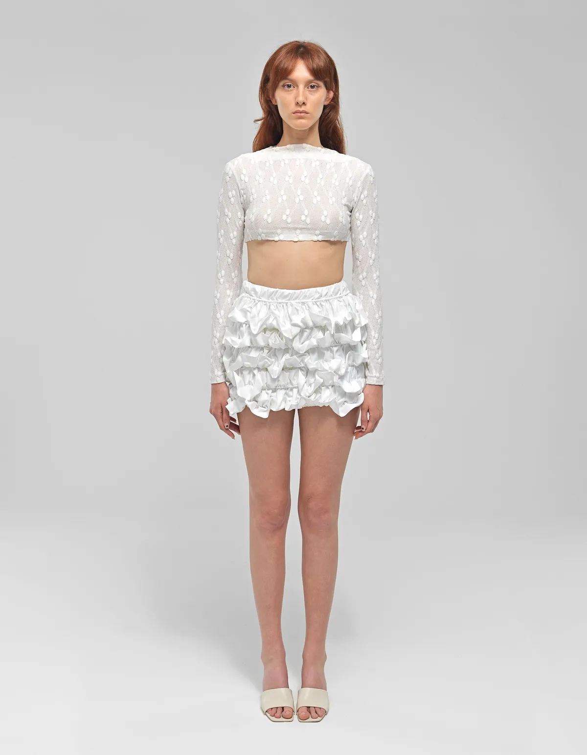 Maet Zaida Ruffled Mini Skirt - White