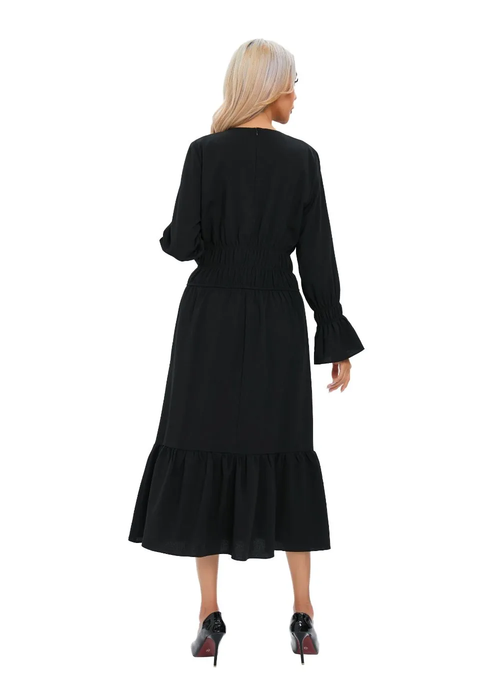 Midnight Elastic Waist Midi Dress