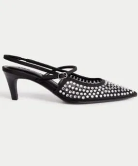 M&S Collection Womens M&S Collection Sparkle Kitten Heel Slingback Shoes