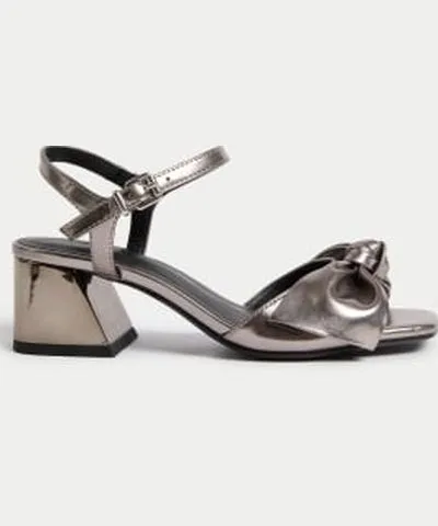 M&S Collection Womens M&S Collection Wide Fit Metallic Ankle Strap Block Heel Sandals