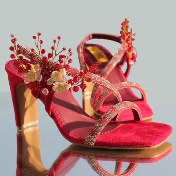 Red Fancy & Stylish Heel Sandal for women