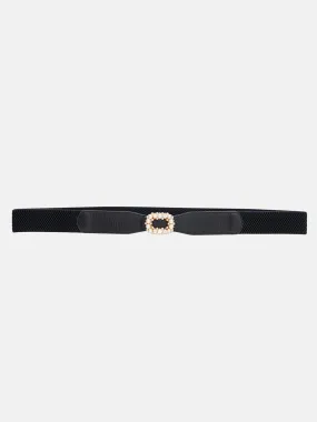 Rhinestone Buckle  Elastic Waist Cinch Belt