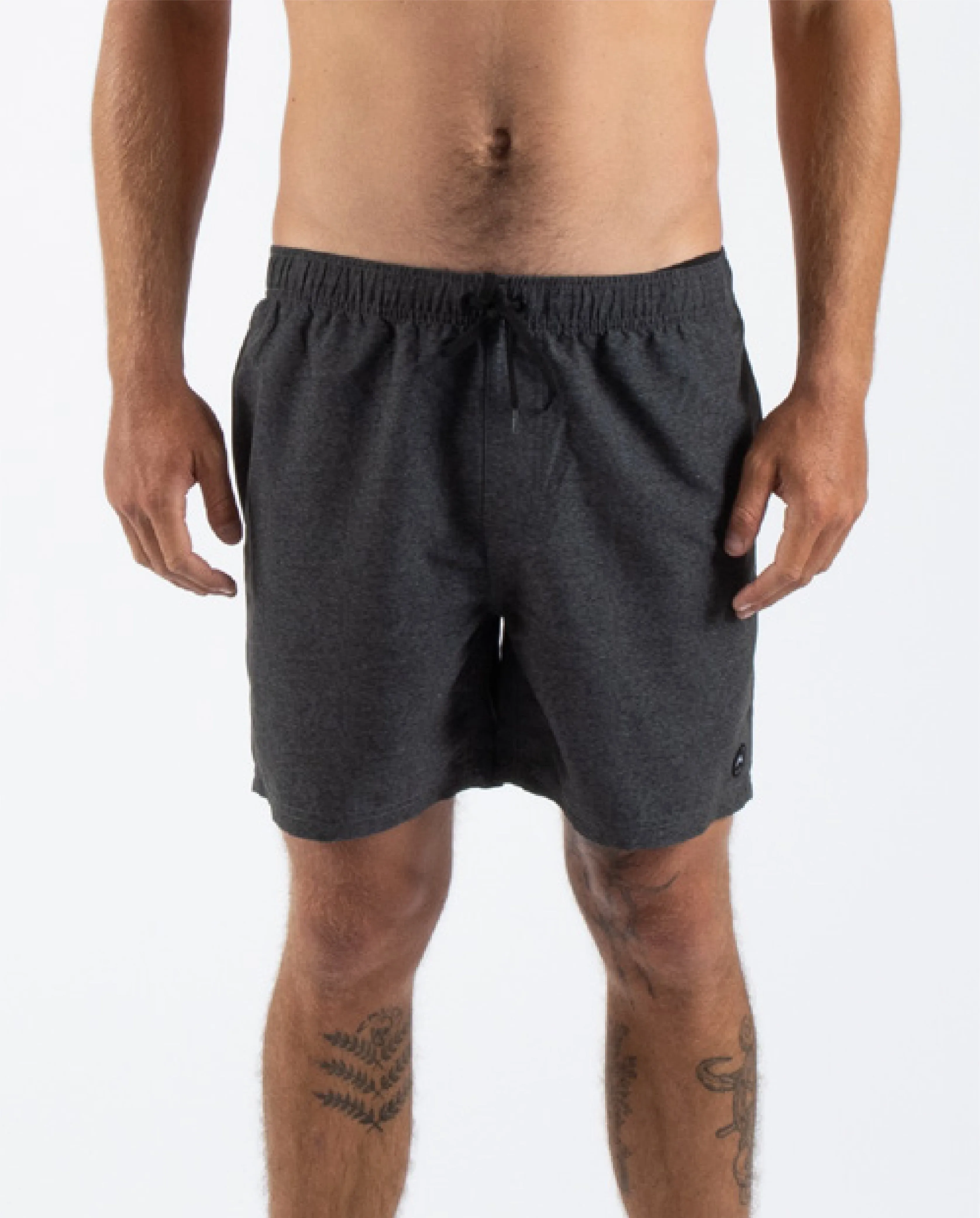 Rusty USA Base 17 Elastic Waist Boardshort CHARCOAL HEATHER