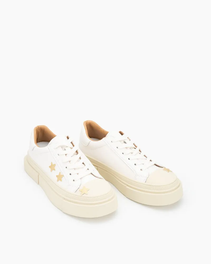 Star Embroidery Lace-Up Platform Sneakers