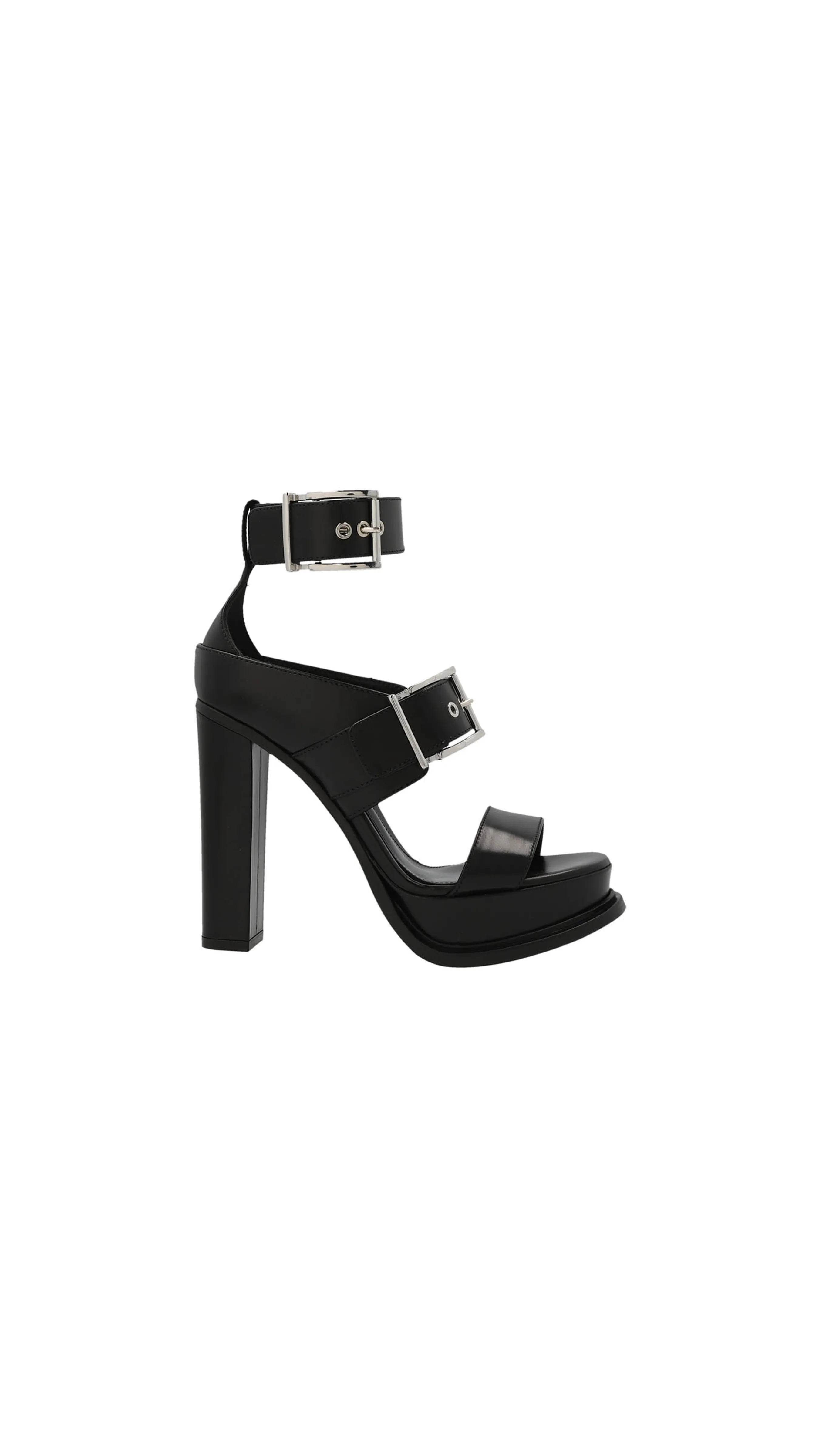 Straps Leather Sandals- Black