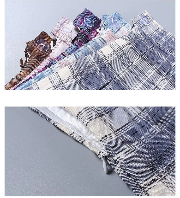 Summer High Waist Girl Pleated Korean Japanese Style Ladies Sweet Plaid Mini Women JK A-Line Skirts