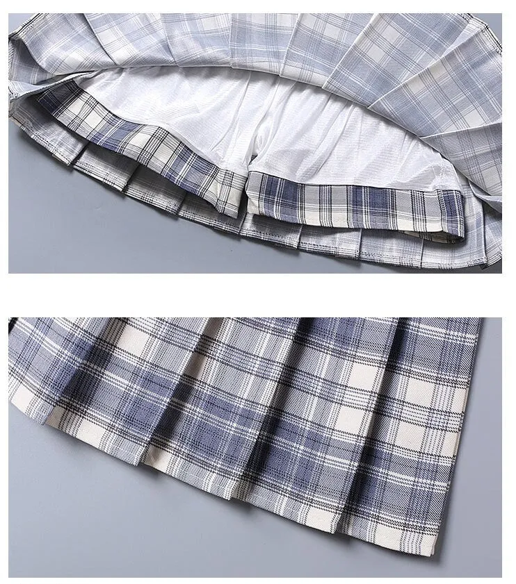 Summer High Waist Girl Pleated Korean Japanese Style Ladies Sweet Plaid Mini Women JK A-Line Skirts