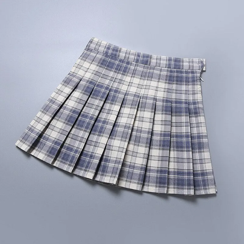 Summer High Waist Girl Pleated Korean Japanese Style Ladies Sweet Plaid Mini Women JK A-Line Skirts