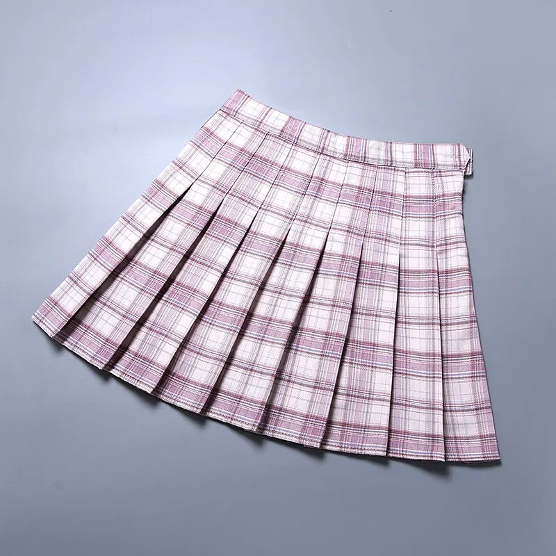 Summer High Waist Girl Pleated Korean Japanese Style Ladies Sweet Plaid Mini Women JK A-Line Skirts