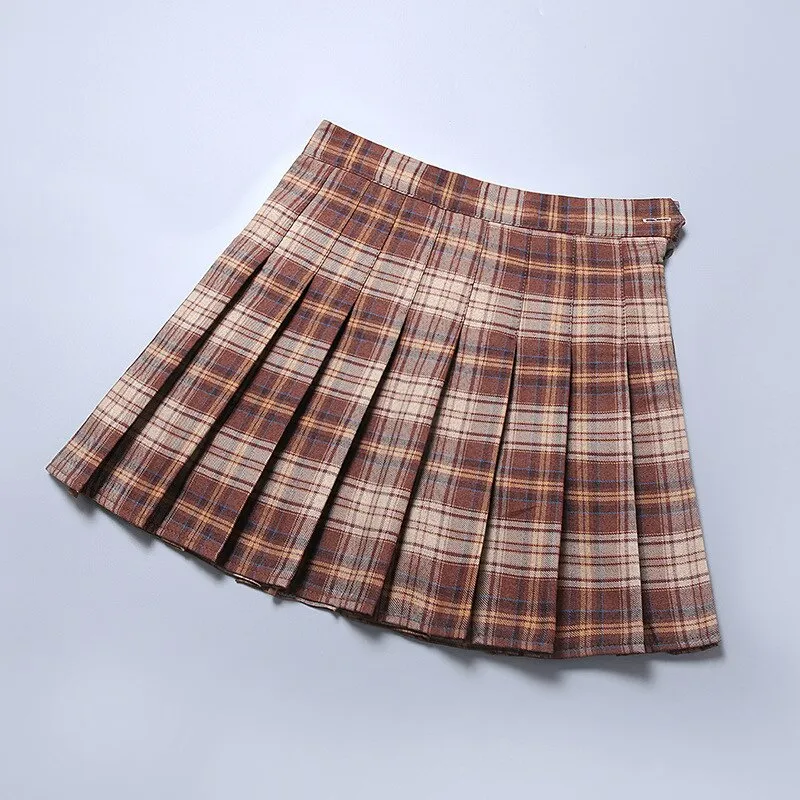 Summer High Waist Girl Pleated Korean Japanese Style Ladies Sweet Plaid Mini Women JK A-Line Skirts