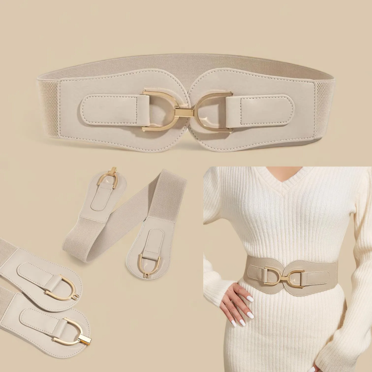 TAILLE Wide Waist Clasp Buckle Elastic Belt